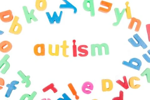 Autism text isolated on a white background. Stock Photos
