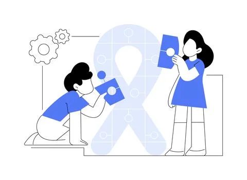 Autism treatment abstract concept vector illustration. Illustrazione stock