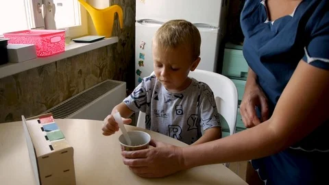 Autistic activity mixing Stock-Footage 114797698