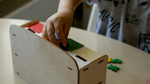 Autistic arranges objects by colors clup3 스톡 동영상 114762436