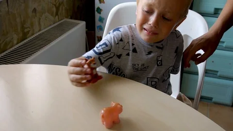 Autistic boy is naughty during class choices 스톡 동영상 114760177