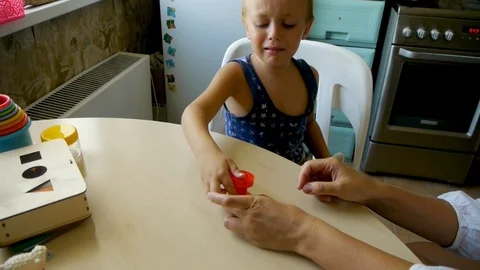 Autistic child torsion exercise Stock-Footage 114573017