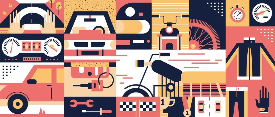 Auto and moto background Stock Illustration