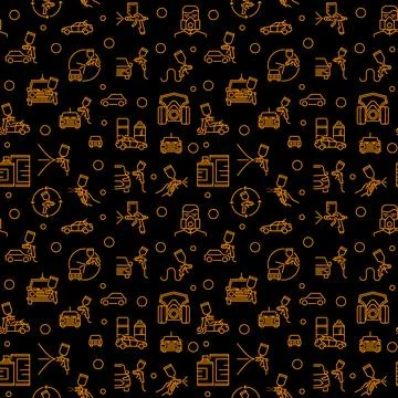 Auto Body Spray Painting vector dark outline seamless pattern Illustrazione stock