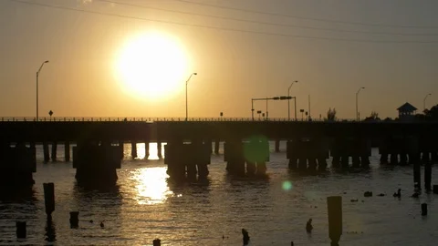 Auto Bridge at Sunset Stock Footage 93725481