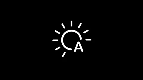Auto brightness icon featuring a sun symbol animation Video stock 336478124