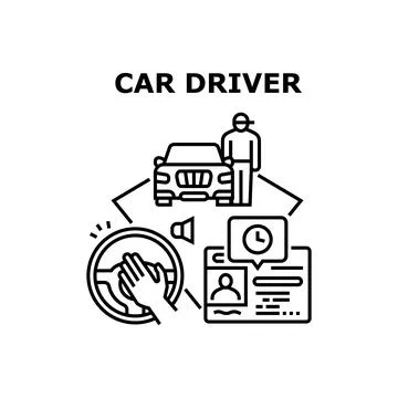 Auto Car Driver Vector Concept Black Illustration Stock Illustration