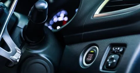 Auto car engine start  button for keyless entry Stock Photos
