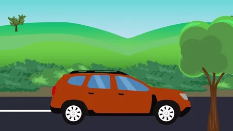 Auto car running on the road, 2d cartoon animation 库存影片 311502841