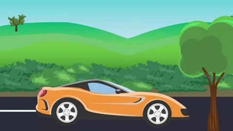 Auto car running on the road, 2d cartoon animation 库存影片 311502846