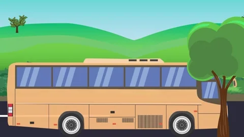 Auto car running on the road, 2d cartoon animation Stockbeeldmateriaal 311502872