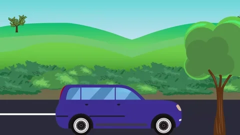 Auto car running on the road, 2d cartoon animation 库存影片 311505392