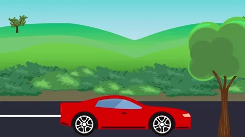 Auto car running on the road, 2d cartoon animation Stock Footage 311505395