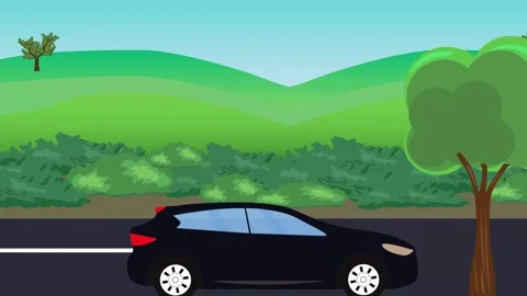 Auto car running on the road, 2d cartoon... | Stock Video | Pond5