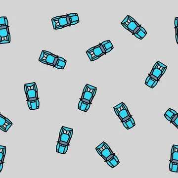 Auto car top view vector seamless pattern 스톡 일러스트
