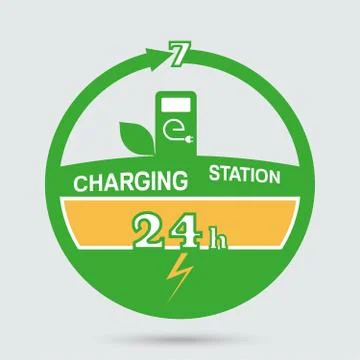 Auto charging station emblem Stock Illustration