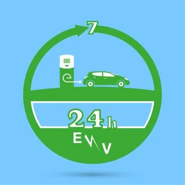 Auto charging station emblem イラスト素材