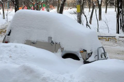 Auto covered with snow Stock Photos