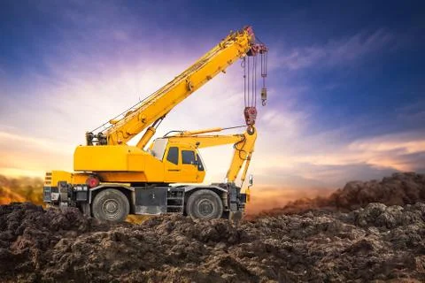Auto crane on sunset Stock Photos