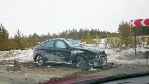 Auto crash. Car after a traffic accident. Stock Photos