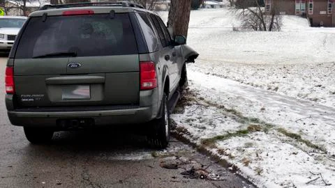 Auto Crash into Tree -back view 库存照片