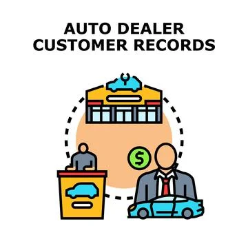 Auto dealer customer records database concept vector Stock Illustration