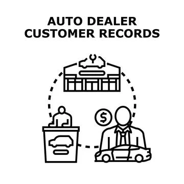 Auto dealer customer records database concept vector Stock Illustration