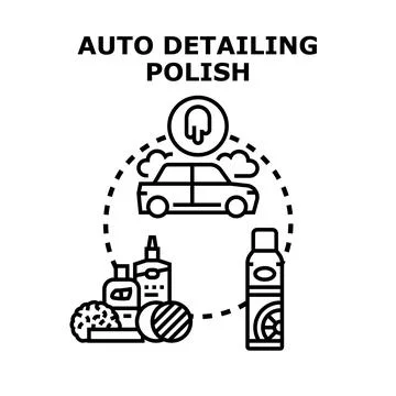 Auto detailing polish concept achieving car shining and cleaning Stock Illustration