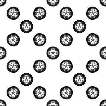 Auto disc vector seamless pattern - Car wheel and tire vector background Stock Illustration