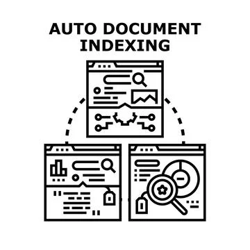 Auto document indexing process with data organization Stock Illustration