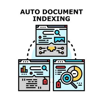 Auto document indexing process with data organization Illustrazione stock