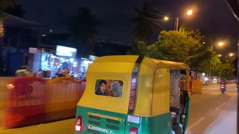 Auto driver overtaking vehicles on highway at night Stock Footage 162980365