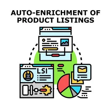 Auto enrichment process for digital product listings Stock Illustration