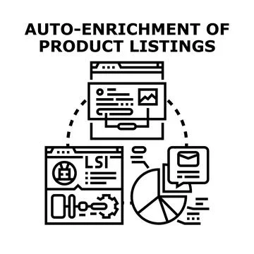 Auto enrichment process for digital product listings Stock Illustration