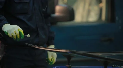 Auto glass replacement Stock Footage 49071270