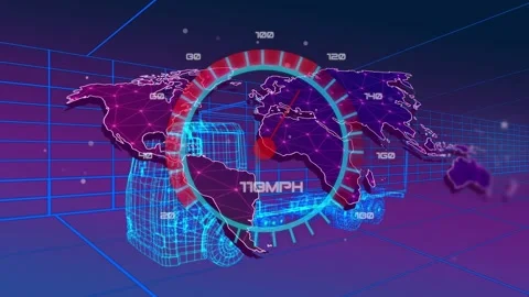 Auto HUD receiving data input, lighting segmented gauge and pulsing readout Stock Footage 333033811