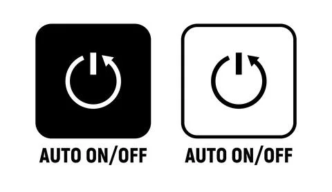 Auto off icon power automatic switch. Auto on button light time starter Illustrazione stock