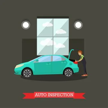 Auto inspection vector illustration in flat style Stock Illustration