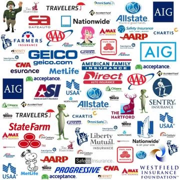 Auto Insurance Logo Compilation Stock Illustration