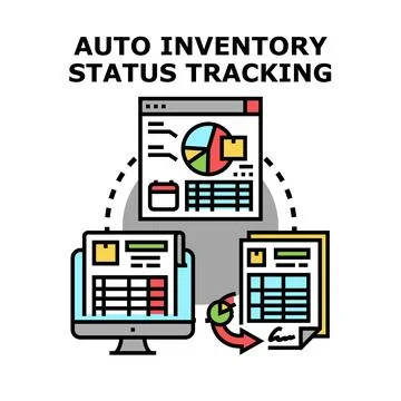 Auto inventory status tracking logistics management system Stock Illustration