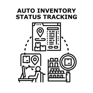 Auto inventory status tracking logistics management concept Stockillustratie