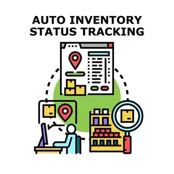 Auto inventory status tracking logistics management concept Stock Illustration