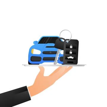 Auto key, great design for any purposes. Blue background. White background Stock Illustration