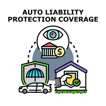 Auto liability protection coverage concept illustration Stock Illustration