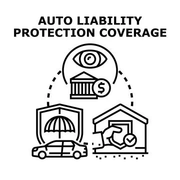 Auto liability protection coverage concept illustration Stock Illustration