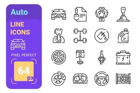 Auto line icons set Stock Illustration