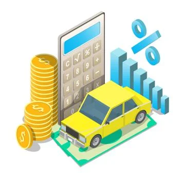 Auto loan rates vector concept isometric illustration イラスト素材