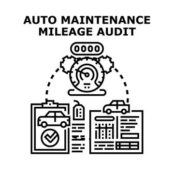 Auto maintenance mileage auditing and tracking concept Stock Illustration