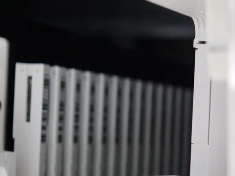 Auto matchine testing for anlyzer in laboratory Stock Footage