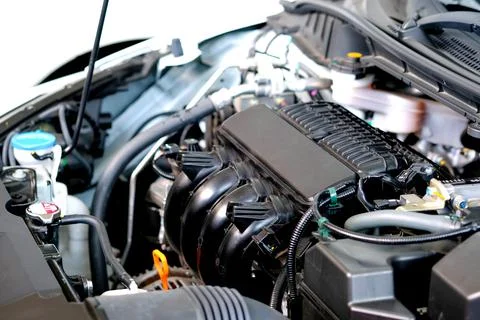Auto mechanic. image of a powerful engine Of standard cars Stock Photos